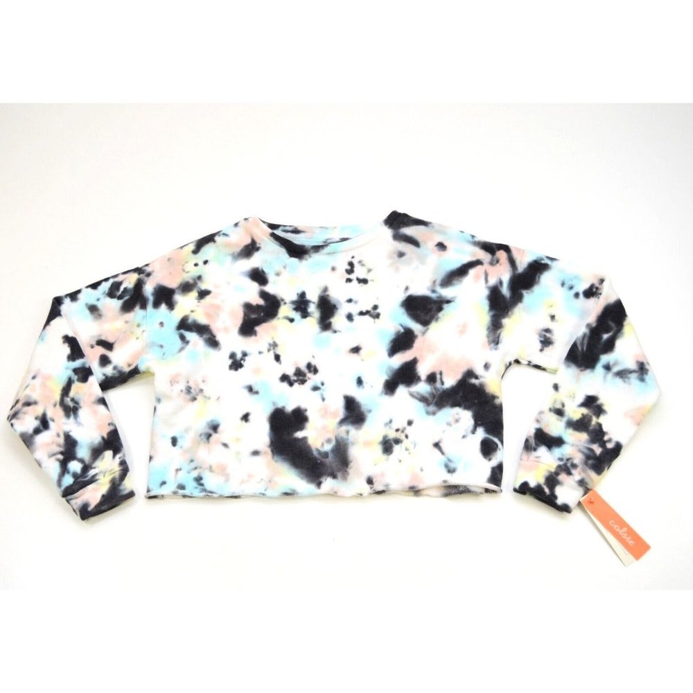 NEW Womens Colsie Crop‎ Top Tie Dye Crew Sweatshirt Size XS